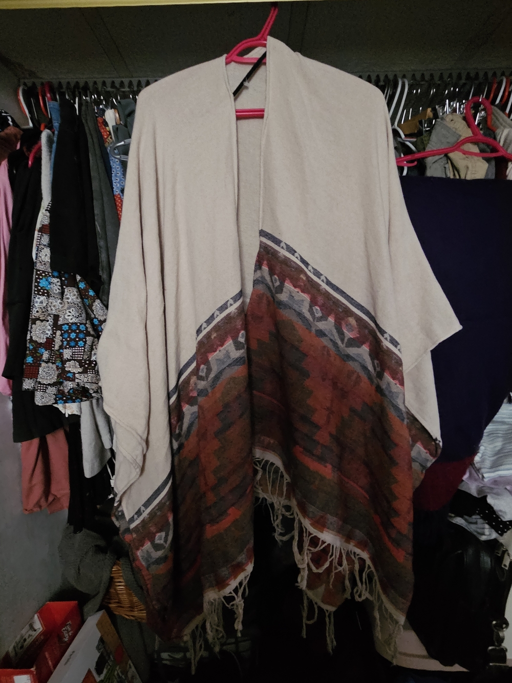 Beige & Rust Aztec Pattern Wrap Scarf - Picture 2 of 4